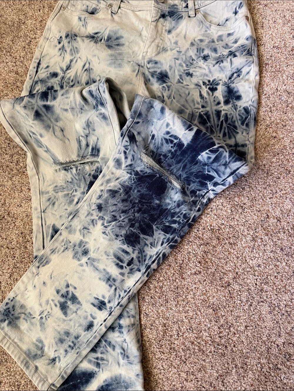 Style & Co. Tie-Dye Indigo Blue Boyfriend Jeans